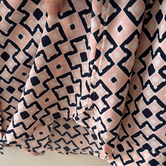 Talbots Pink and  Navy Blue Geometric Button-Down Shirt - Picture 6 of 10